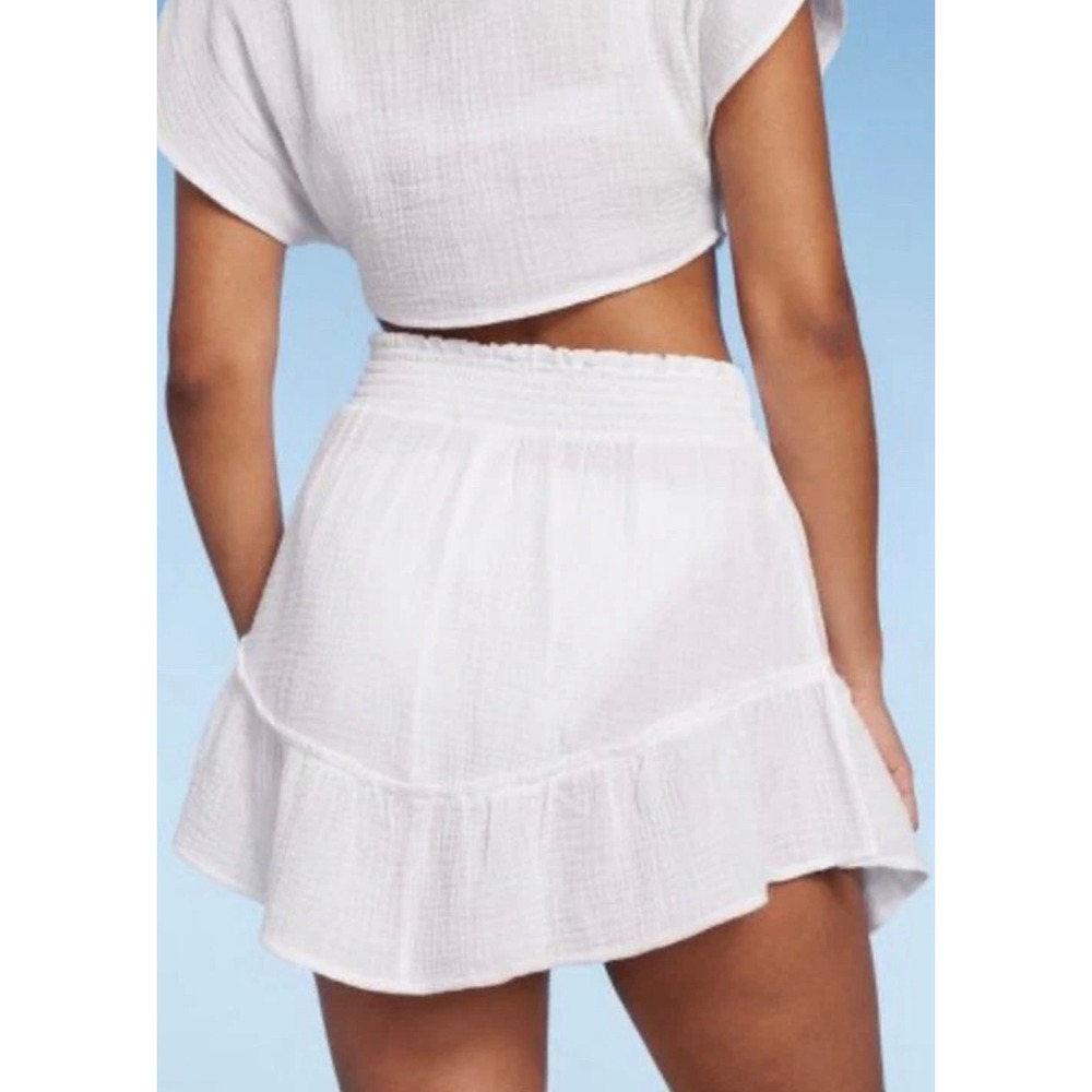 wild fable White Mini Ruffle Skirt